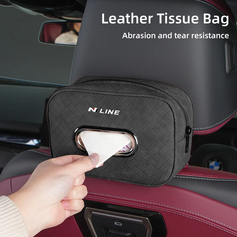

Car Seat Back Lattice Tissue Box Hanging Wear-Resistant Tissue-Bag For Hyundai I30 I20 IX35 I40 Tucson Getz Veloster Kona