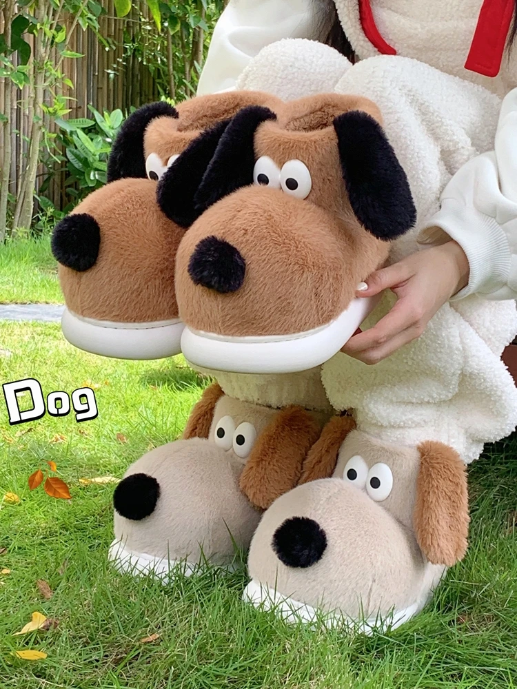 

Thick Sole Anti Slip Snow Boots Warm Thickened Cotton Shoes Men And Women 2024 Winter Plush Cartoon Dog Parent-child Snow Boots