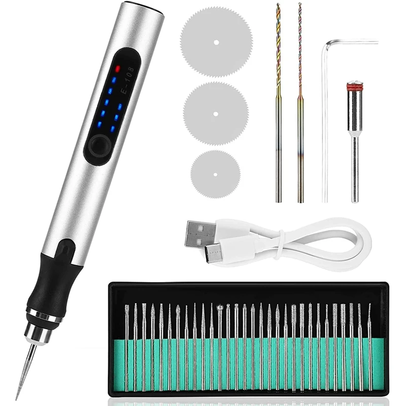 

Promotion! Electric Engraving Pen Kit,Cordless Rechargeable Grinding Pen With 35 Bits,For Carving Glass Jewelry Wood Stone Manic