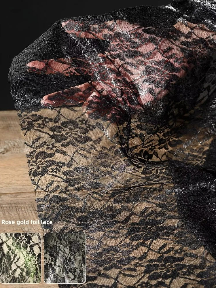 

Rose Foil Stamping Lace Embroidery Mesh Fabric for Soft Perspective Dress Clothing Cloth Diy By The Meter Sewing Material