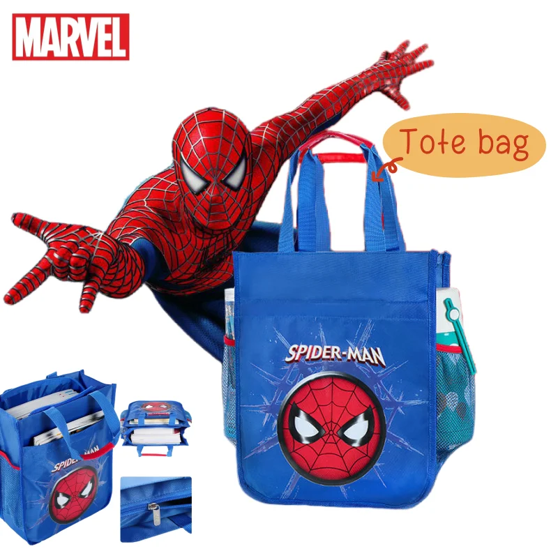 

Новая сумка через плечо с рисунком Человека-паука в стиле аниме Marvel для мальчиков, креативная индивидуальная студенческая большая вместительная сумка-тоут для репетиторов, подарок