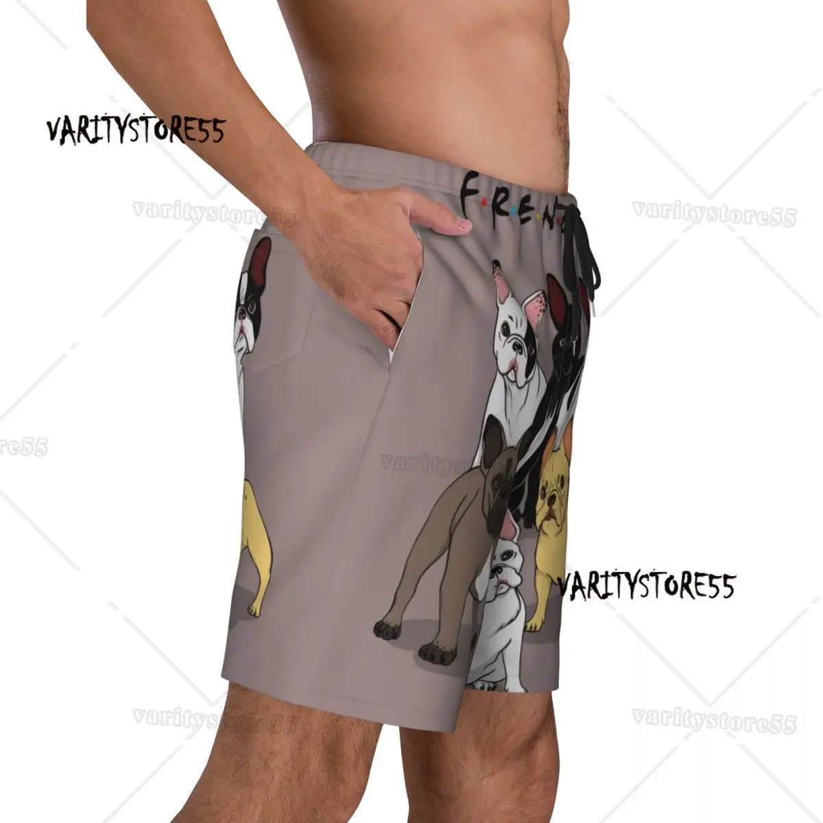 Funny Frenchies French Bulldog Men Swim Trunks Beachwear Quick Dry Beach Board Shorts Dog Animal Swimming Boardshorts