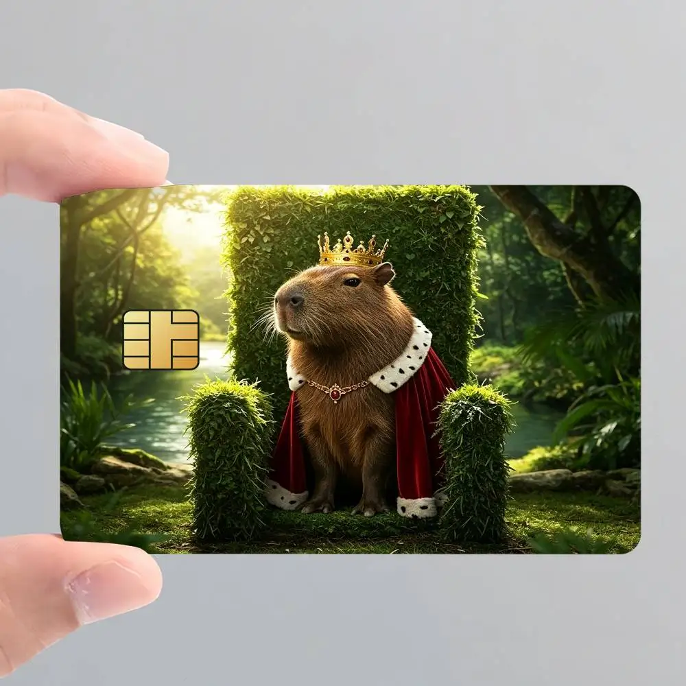 Funny Capybara Kawaii Art Card Stickers for Bank Access Protective Waterproof Film Cover Sticker Surprise Gift