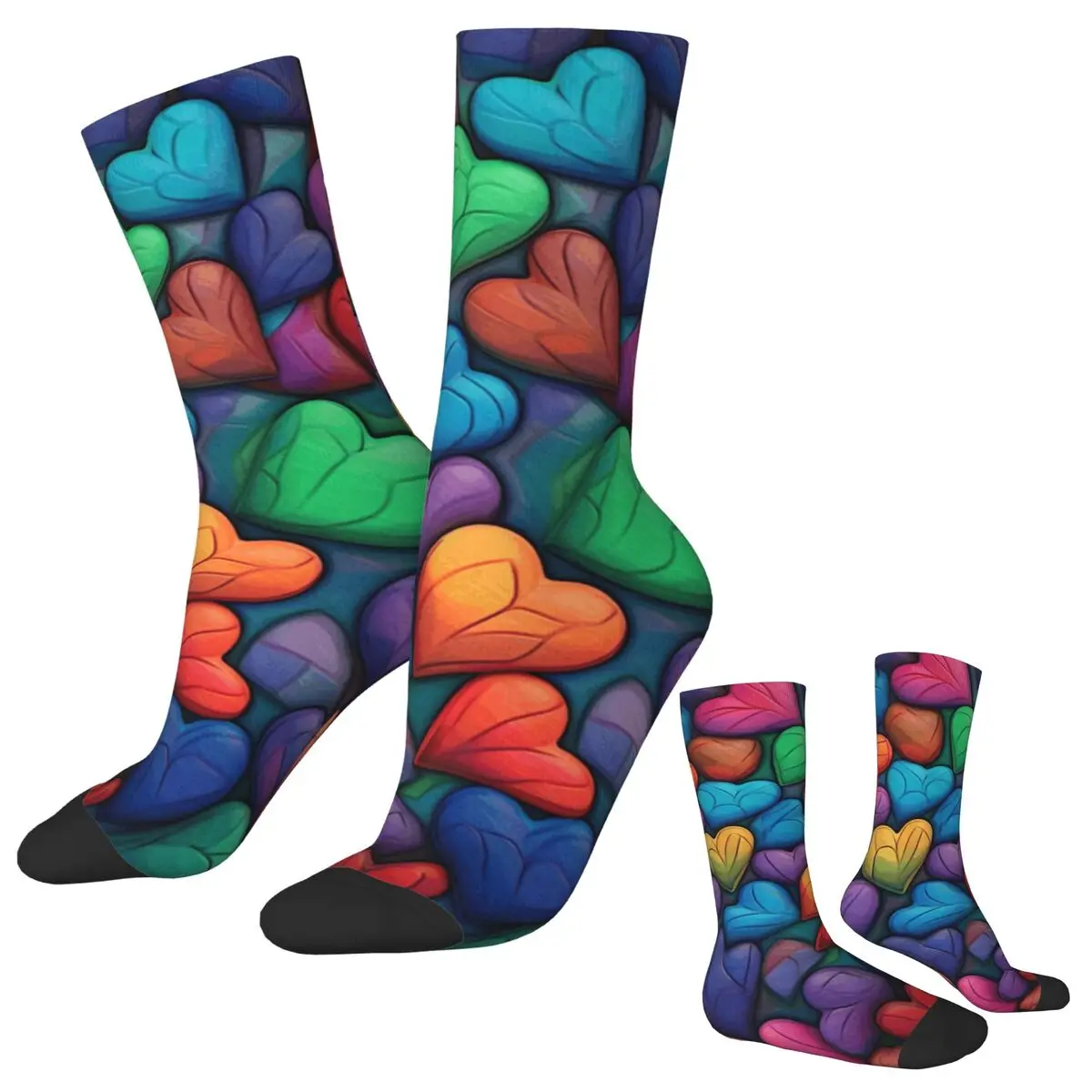 

Красочные чулки в форме сердца, мужские и мужские носки с иллюстрациями цвета любви, мягкие модные носки, зимние спортивные противоскользящие носки для бега