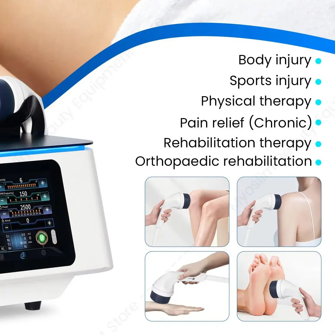 Electromagnetic Focus Shock Wave Physiotherapy Machine Non Invasive Body Pain Relief Sports Injury Joint Muscle Rehabilitation