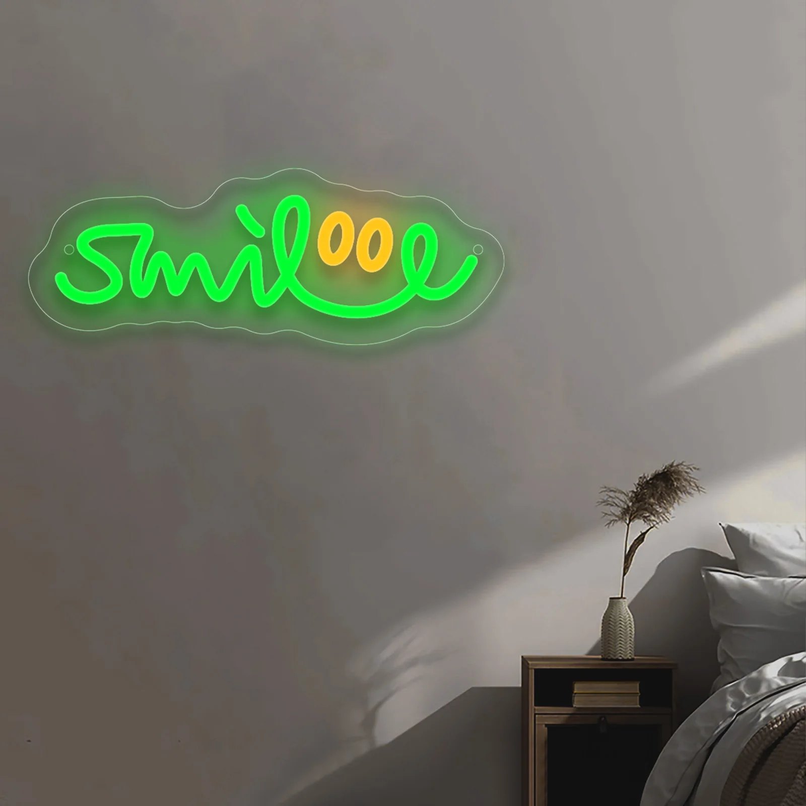 Smile Neon Light Acrylic LED Neon Sign for Bedroom Cafe Milk Tea Shop Store Bar Library Game Room Restaurant Party Wall Decor