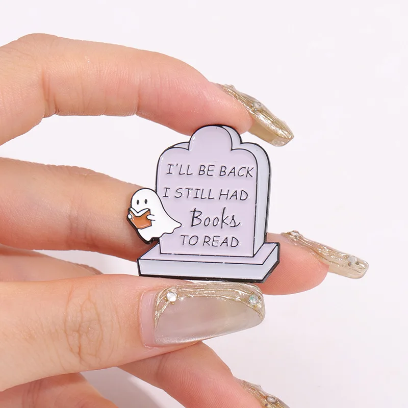 Cute Ghost Bookworm Enamel Pin Spooky Had Book To Reading Brooch Lapel Badge Halloween Festival Jewelry Gift Custom Wholesale