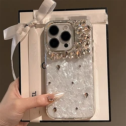Bling Siliver Color Diamond Phone Cases For iPhone 16 15 Pro Max 12 13 14 Pro Max High-end Luxury Marble Protective Soft Cover