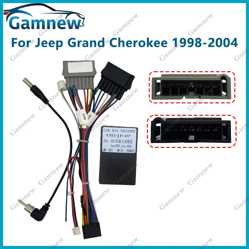 Car Radio Cable Power Wire Harness Adapter Canbus Box Decoder For Jeep Grand Cherokee 1998 - 2004
