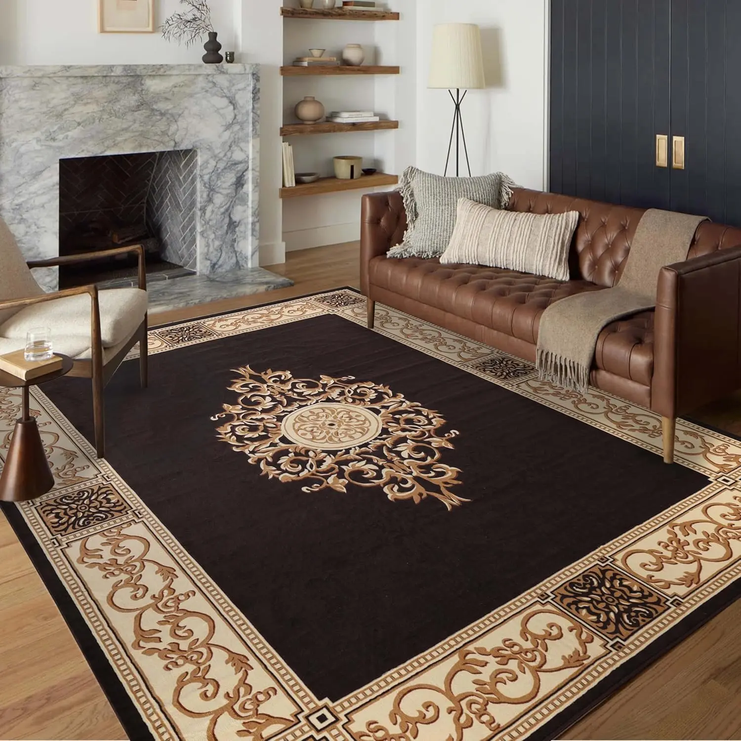 

Superior Indoor Area Rug, Plush Carpet Cover, Traditional Oriental Medallion, Perfect For Hallway, Entryay, Living, Dining,