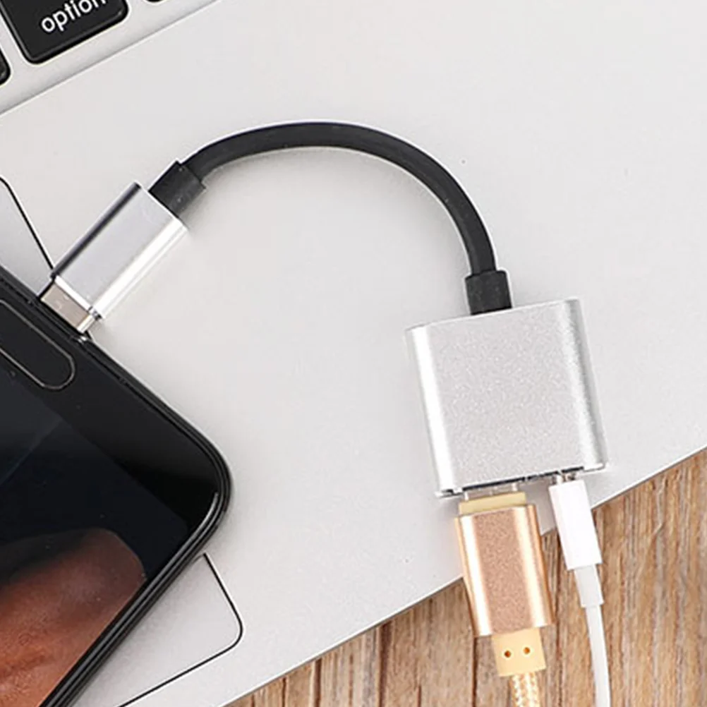 USB Type C to 35mm Audio Adapter Cable 2 In 1 Type-C to 35mm Jack Stereo Headphone Mic Adapter Aux Converter Charging Adapter