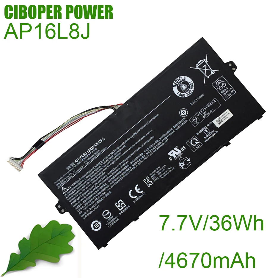 CP Laptop Battery AP16L5J AP16L8J 36.5/4865mAh For Chromebook Spin 311 CP311 Swift 5 S5-571 SF514-52T 52TP 53T Pro N17W3 Series