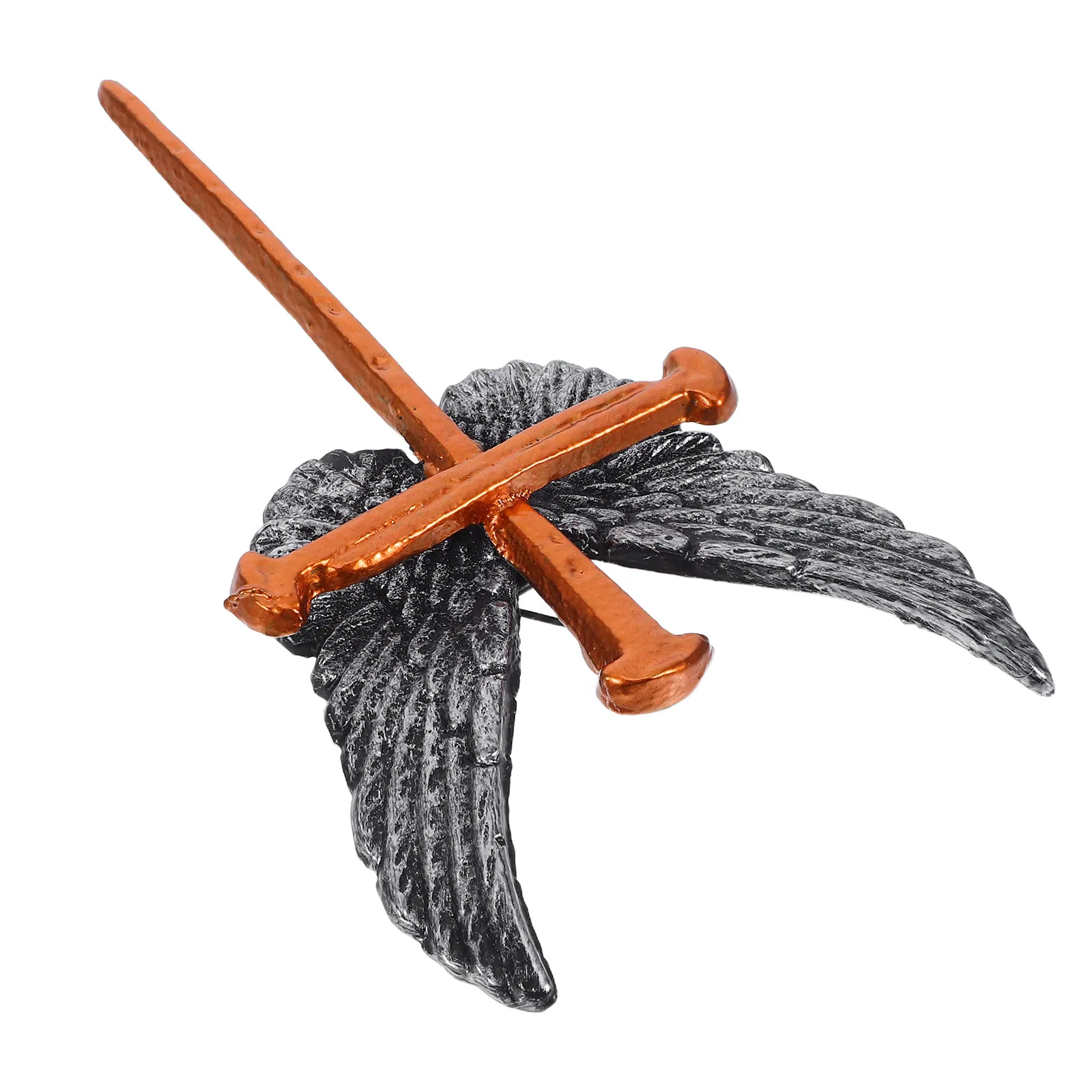Winged Metal Cross Wall Decor Prayer Statue Religious Hanging Sculpture Church Home Office Spiritual Centerpiece