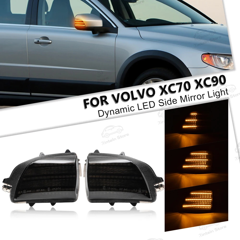 

2PCS For Volvo XC70 XC90 2007-2014 Dynamic LED Turn Signal Three Strips Light Side Mirror Indicator Blinker Lamp OEM#:31111813