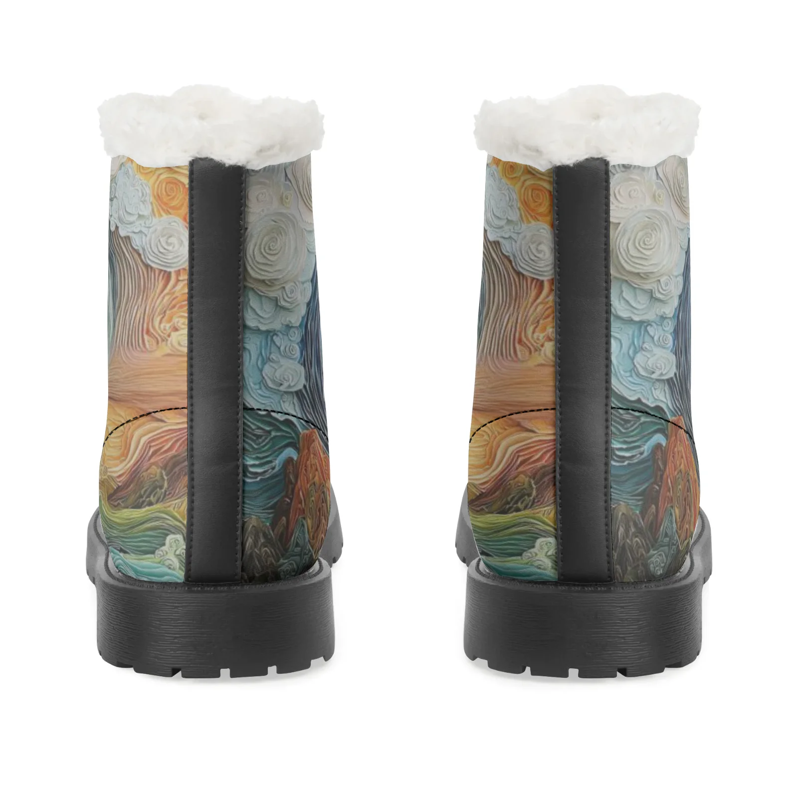 أحذية قطيفة مطبوعة على شكل سحابة قابلة للتخصيص، أحذية غير رسمية، أحذية منتصف الساق الأكثر مبيعًا للرجال والنساء، أحذية شتوية