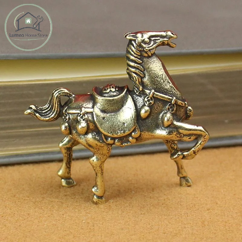 Brass War Horse Small Ornament Home Desktop Decoration Retro Pure Copper Horse Crafts Copper Figurines Enthusiasts Collect