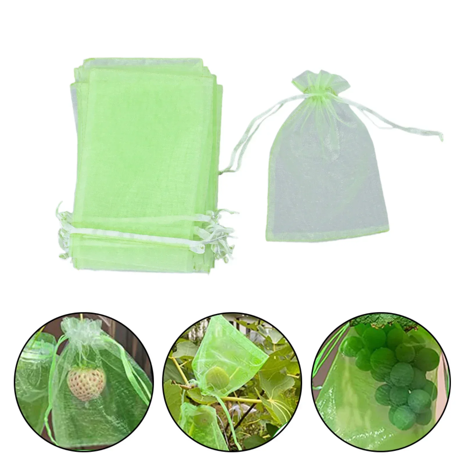 

Easy To Close Open Fruit Harvest Green Fruit Bag Drawstring Mesh Bag Figs Product Name Protects Ripening Fruit