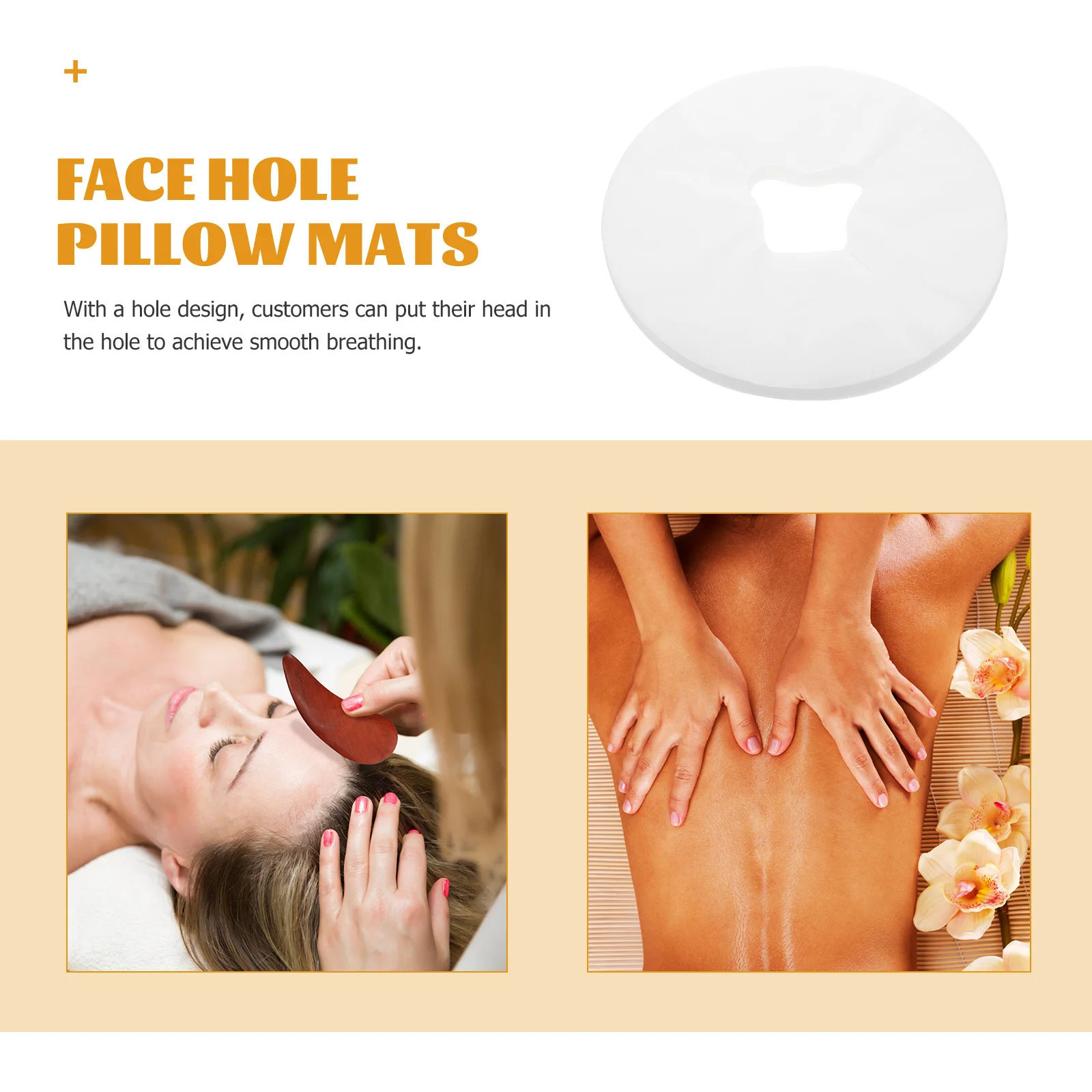 

100pcs Disposable Massage Pillow Mats Soft Non-woven Face Hole Design Ergonomic Comfortable Spa Beauty Shop Use