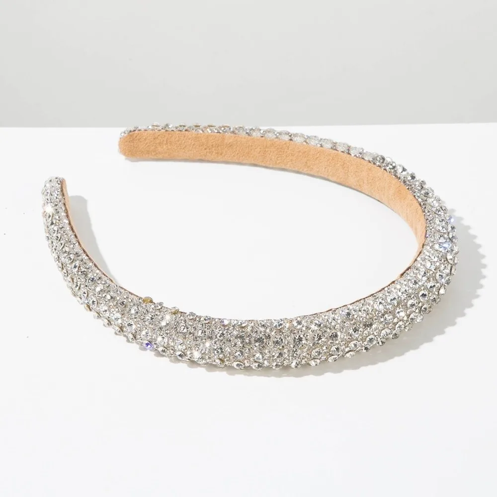 Jeweled Hairbands Padded Rhinestone Headband Solid Color Baroque Shiny Hairband Luxury Chic Sponge Hair Hoop Bridesmaid