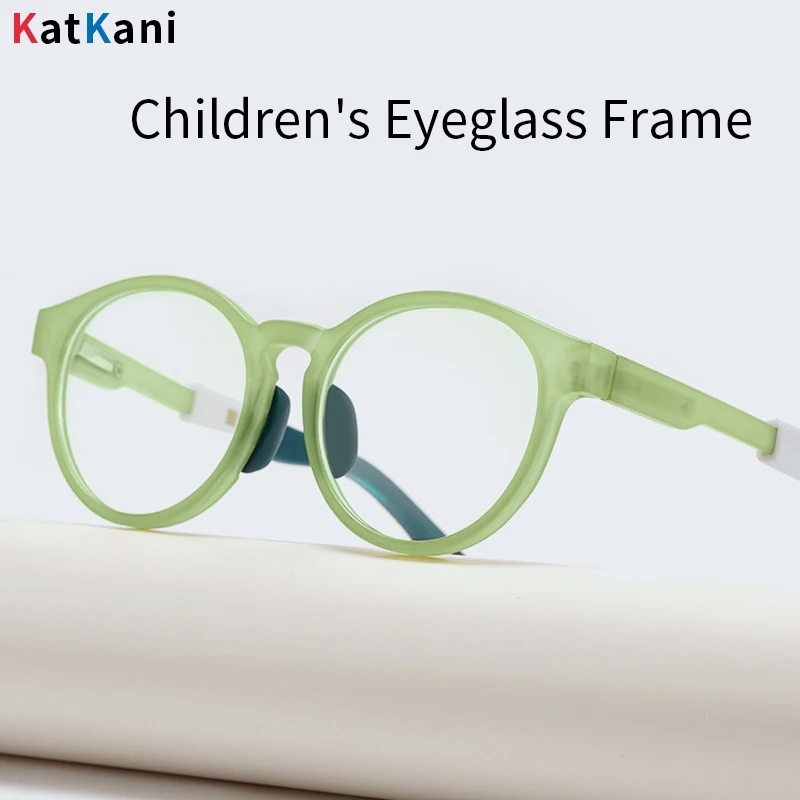 KatKani ultra-light Comfortable Children Eyewear Retro Round TR90 Silicone Kids Optical Prescription Glasses Frame Boy And Girl