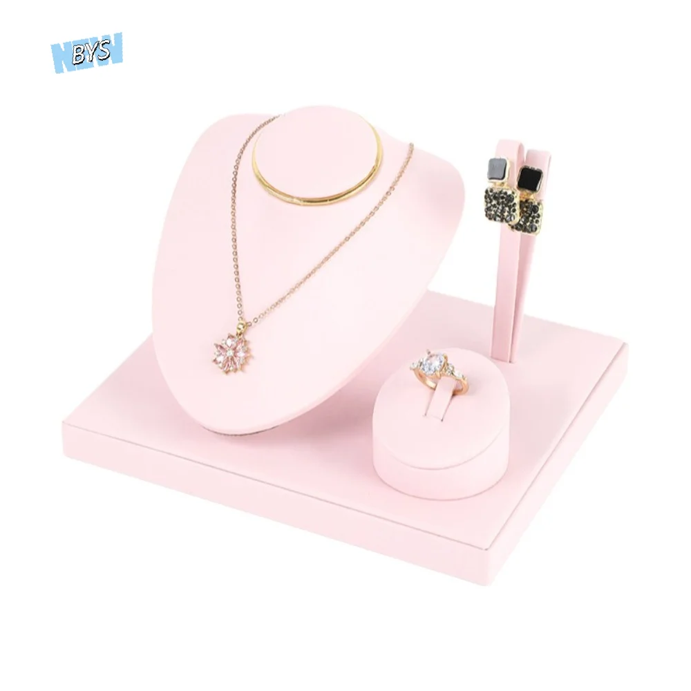 

Fashion Combination Set Jewelry Rack PU Leather European-style Counter Showcase Props Aesthetic High-end