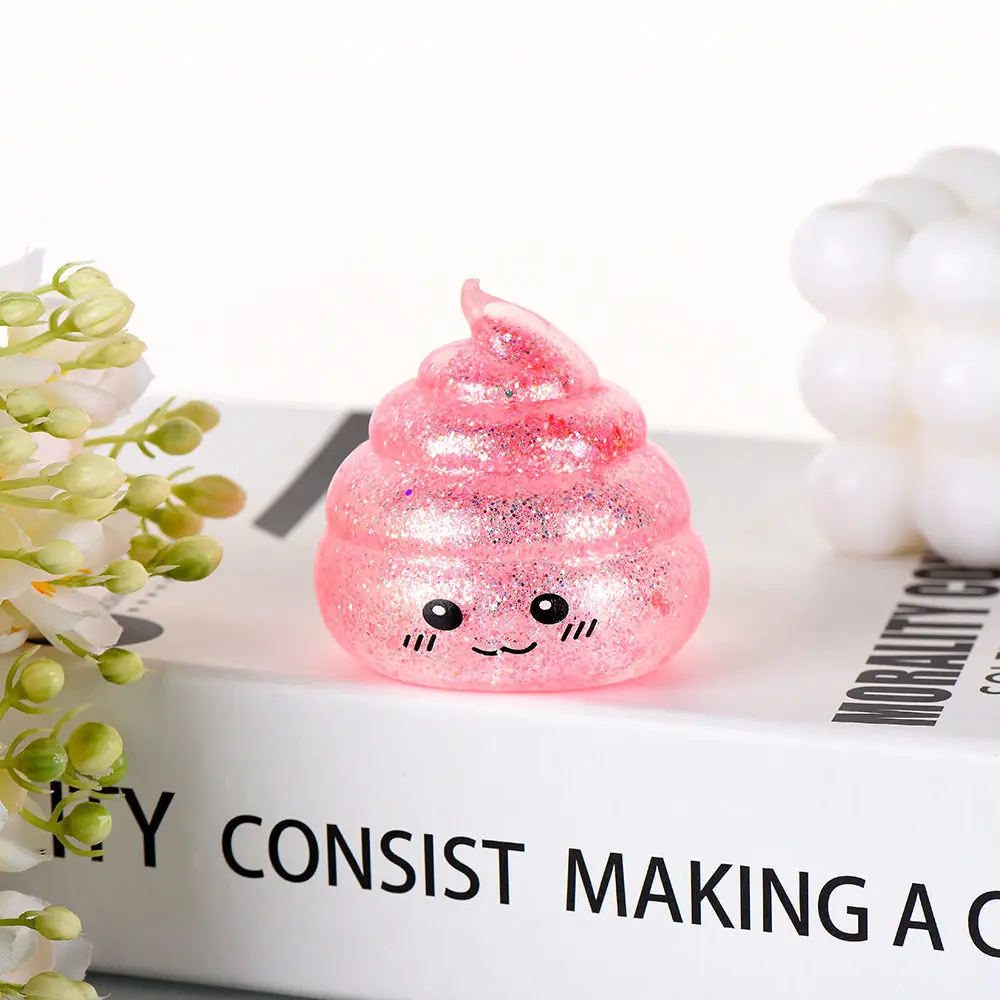 Novelty Squishy Poo Stress Ball Squishies Toys Glitter Funny Stretch Squeeze Fidget Toys Fans Gift image 3