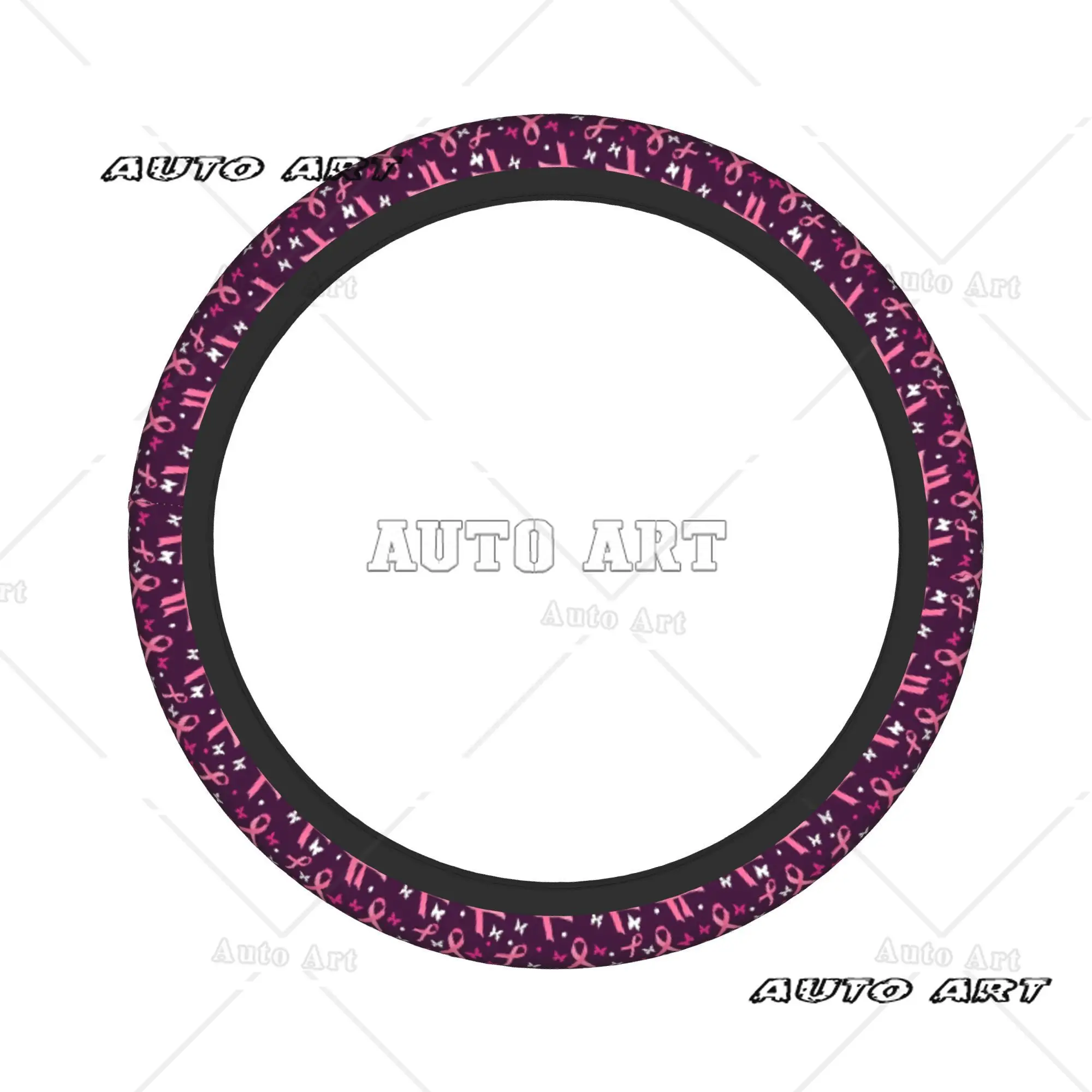 Breast Cancer Steering Wheel Cover with Pink Ribbon  Anti Slip Elasticity Car Accessories Steering Wheel Protector Universal