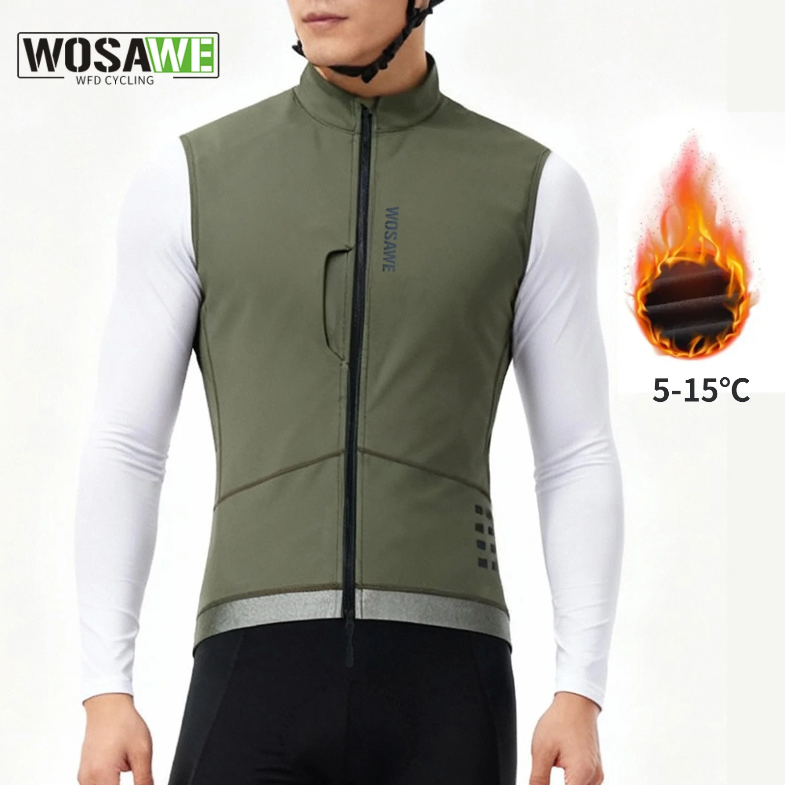 

WOSAWE Winter Cycling Vest Windproof Fleece Vest MTB Bike Bicycle Clothing Sleeveless Cycling Jacket Breathable Mountain Vest