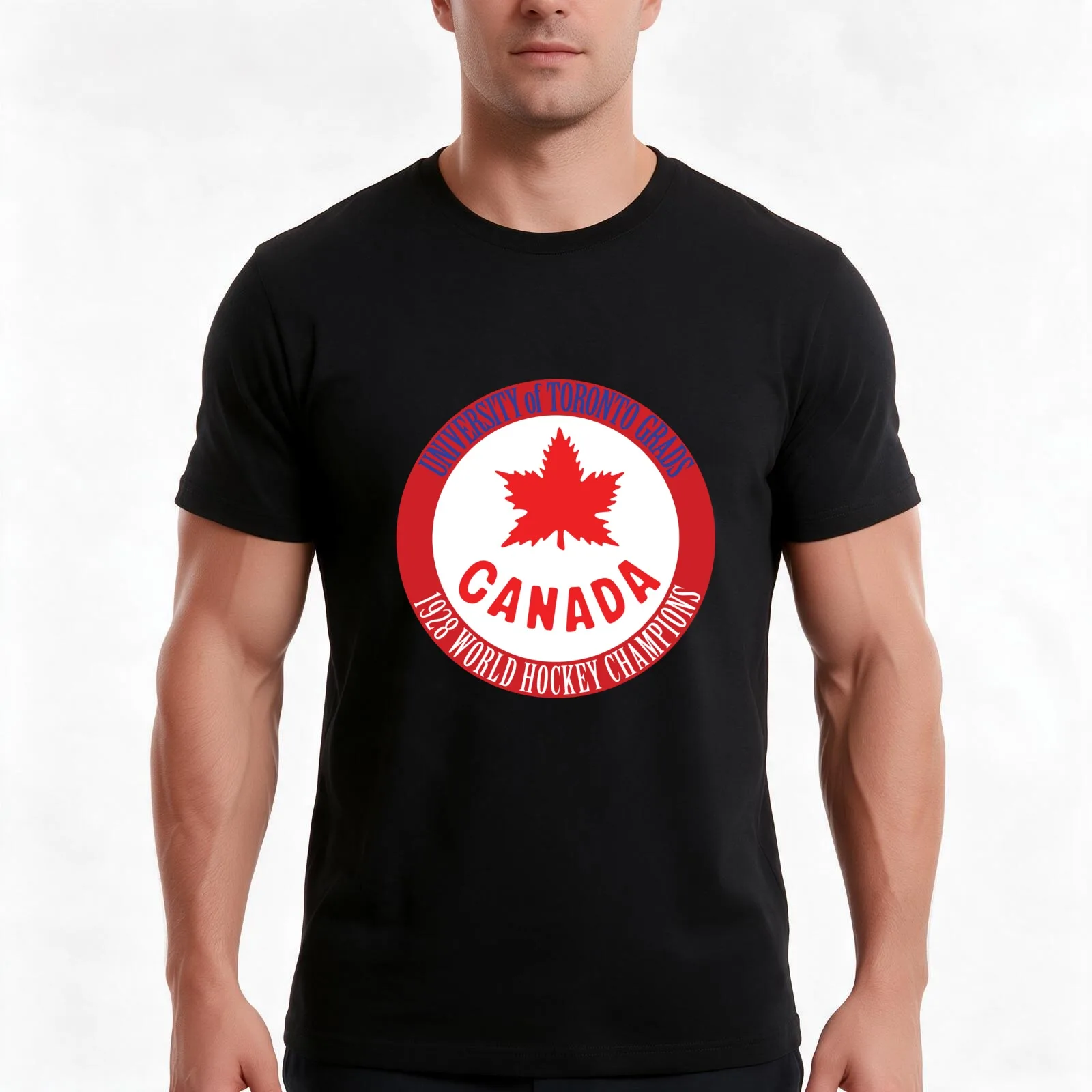 Canada Day Celebration. Funny Father's Day gift for Hockey Dads. 1928 Canadian Maple Leaf Hockey Champions Logo T-Shirt