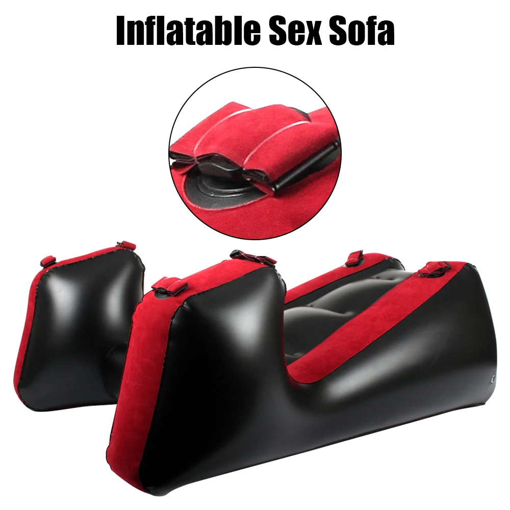 Muebles sexuales de PVC flocado para parejas y mujeres, herramientas de ayuda con correas, silla hinchable, cama, sofá de pierna dividida