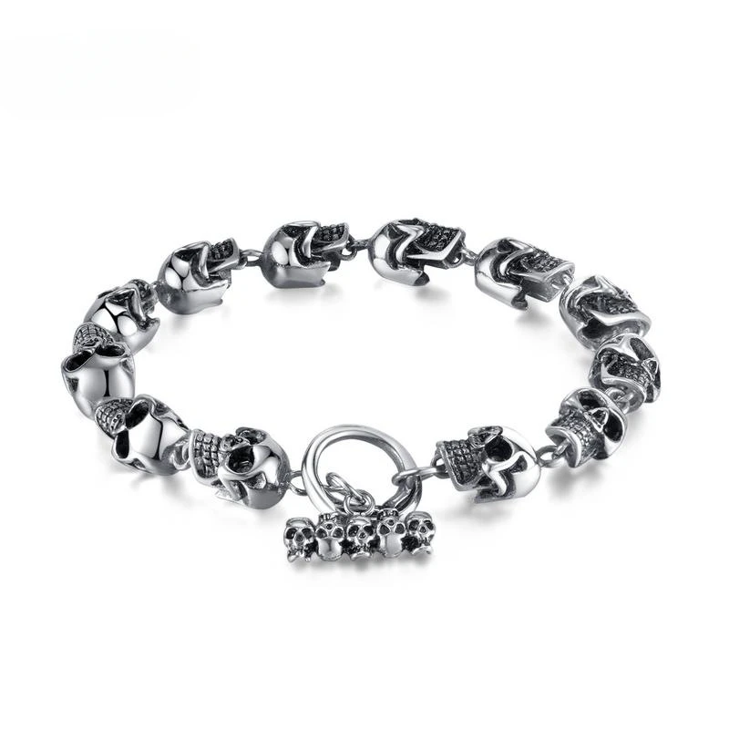 

Vintage Men's Personalized Stainless Steel Creative Domineering Skull Ot Buckle Bracelet jewelry