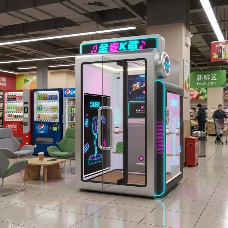 Amusement Park Game Center Coin Operated 4 Player Karaoke Booth Soundproof KTV Singing Room Self Service