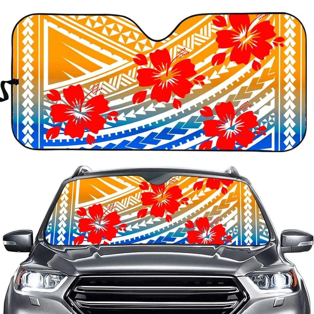 Polynesian Hibiscus Print Window Car Accessories Gradient Design Auto Sun Shade Auto Cover Protector UV Sun Shade