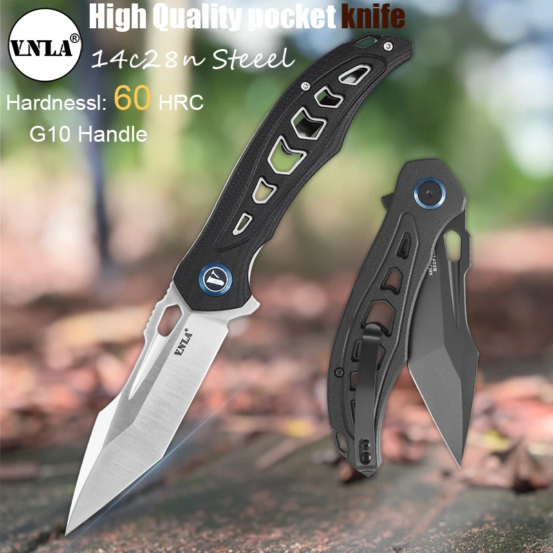 

VNLA 14C28N Steel Blade Sharp Folding Knife G10 Handle Outdoor Camping Hiking fishing Tactics Hunting EDC Pocket Clip Tool Knife