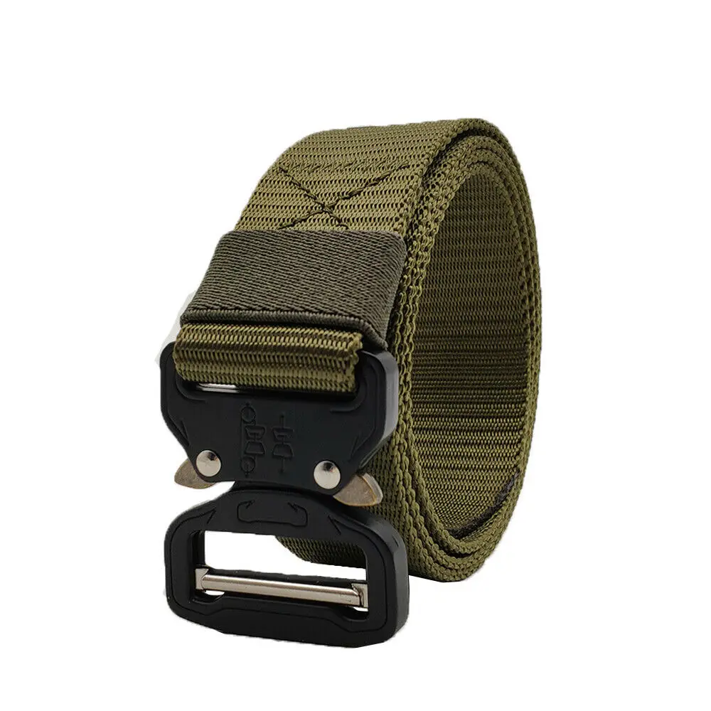 New Men's Outdoor Tactical Belts Nylon  Waist Belt with Metal Buckle Adjustable Heavy Duty Training Waist Belt