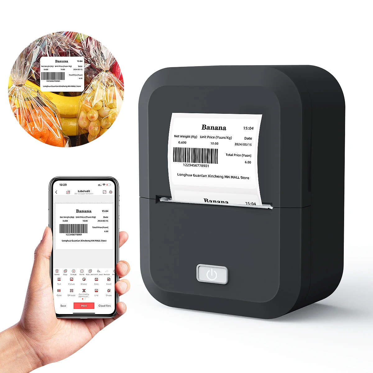 X2 Thermal Label Printer - Dual Connection for Mobile Phones and Computers - Inkless Bluetooth Thermal Barcode and QR Code Label