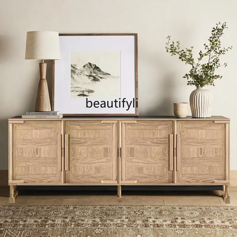 

American retro solid wood TV cabinet Nordic dining side cabinet