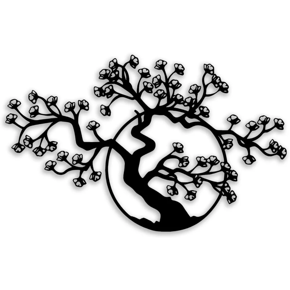 CIFBUY Ginkgo Leaves Tree Metal Wall Art Black Iron Decor Rustproof Ornament for Living Room Bedroom Bathroom Office