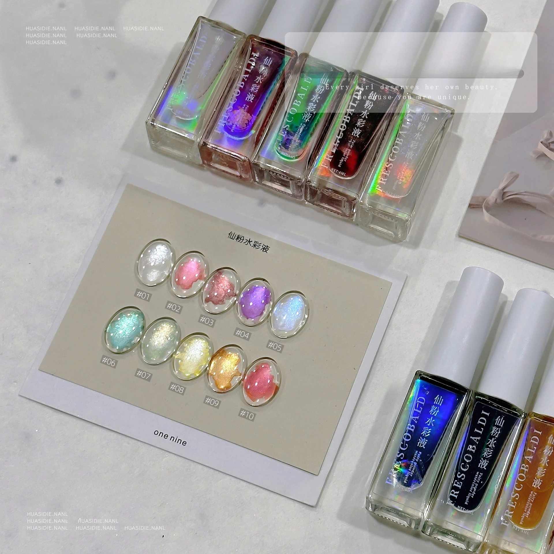 

10Colors Aurora Fairy Powder Watercolor Ink Gel Blooming Effect Nail Polish Nail Art Pearlescent Smudge Air Drying Gel Varnishes