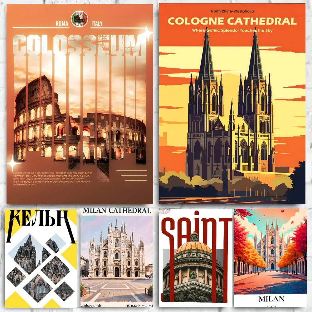 Landmark Milan Cathedral Poster High-quality wall art posters, suitable for home offices, bedrooms, and living rooms.