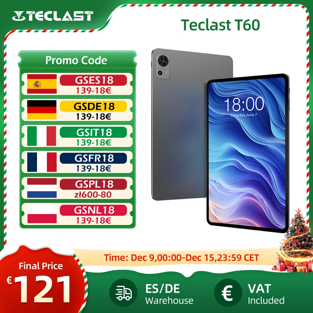 Teclast T60 Tableta de 12 pulgadas Android 14 2000x1200 T616 8 Core Max 20GB RAM 256GB ROM 4G LTE tipo C 8000mAh Widevine L1