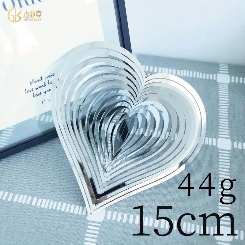 Stainless Steel Mirror Wind Creative Nordic Style Garden Decoration Rotating Wind Bell Heart Home Decoration Women Accessories