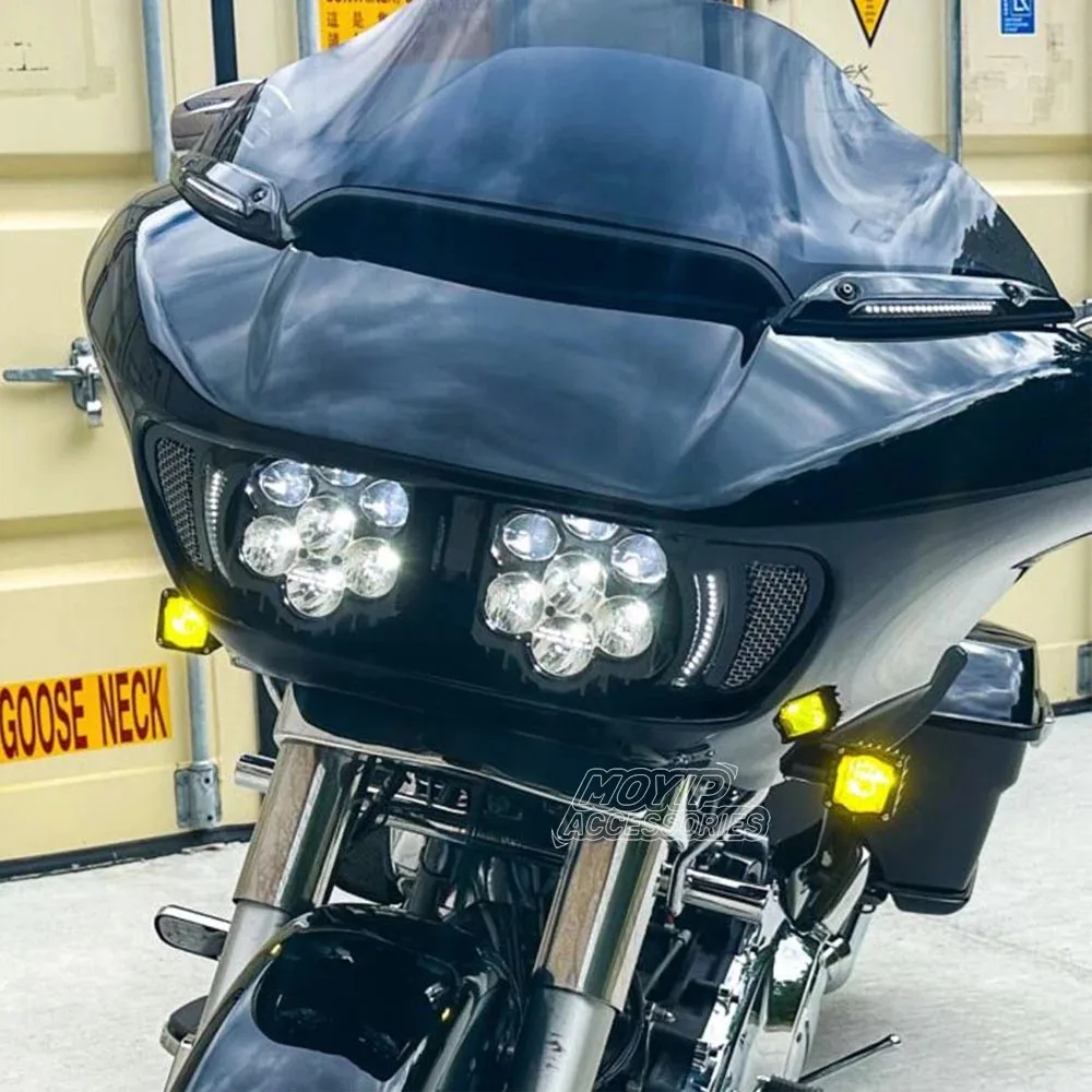 For Harley Road Glide Special Limited FLTRK Ultra CVO/SE FLTRUSE 3 FLTRT 2015-2023 Motorcycle Shark Demon LED Front Turn Signals
