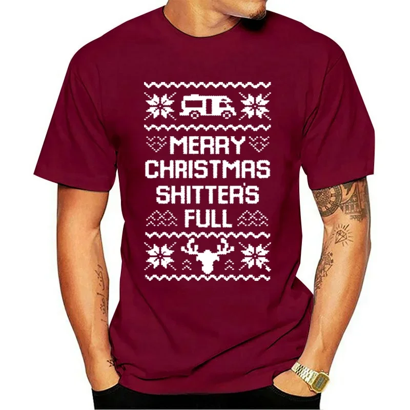 New Funny Ugly Christmas Shitters Full Mens T-Shirt - RED - ugly xmas sweater