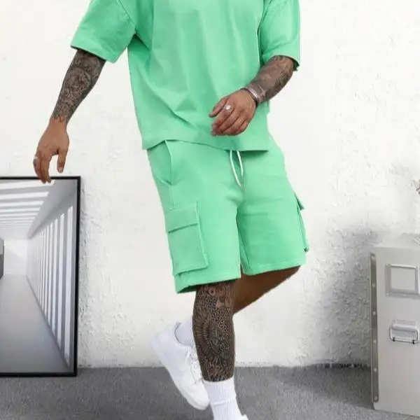 

Новые комплекты одежды NS: мужская повседневная спортивная одежда, футболка с рукавом 3/4, шорты, осенний сезон, модные, удобные, дышащие.