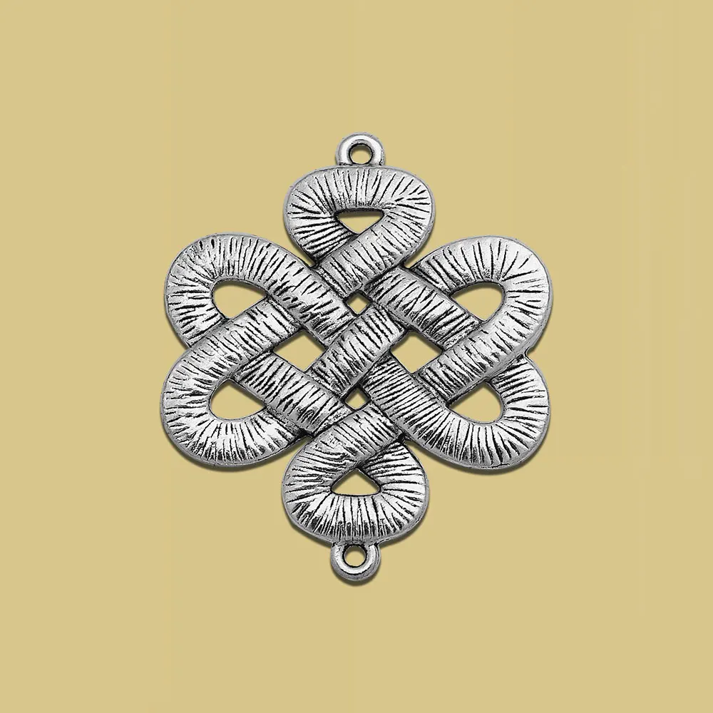 5pcs/lots Vintage Chinese Knot Charms Connectors Pendants For Diy Jewelry Making Supplies Accessories Handmade Crafts Zinc Alloy