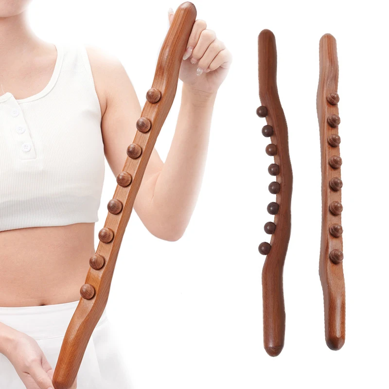 8/10 Beads Rolling Pin Natural Carbonized Wood Scraping Tool Relieving Muscle Leg Shaping Anticellulite SPA Therapy Guasha Relax