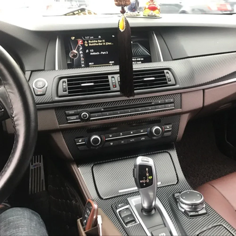 1 SET Car Interior Trim Black 5D Carbon Fiber Style For BMW 520Li 528Li F10 F18 Vinyl Car Stickers Accessories