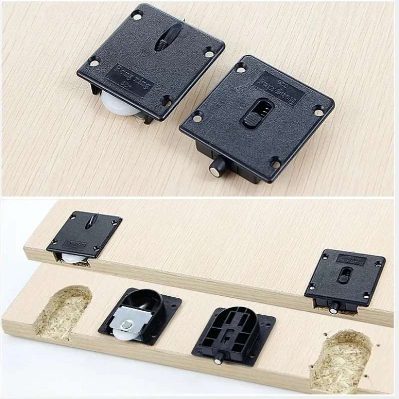 1Sets 2pcs Wardrobe Plastic Plate 25mm Dia Wheel Sliding Door Roller