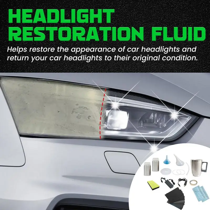 Headlight Renew Kit Headlamp Cleaning Restores Brightness Set Car Care Restoration For Long Lasting Protection Includes Masking